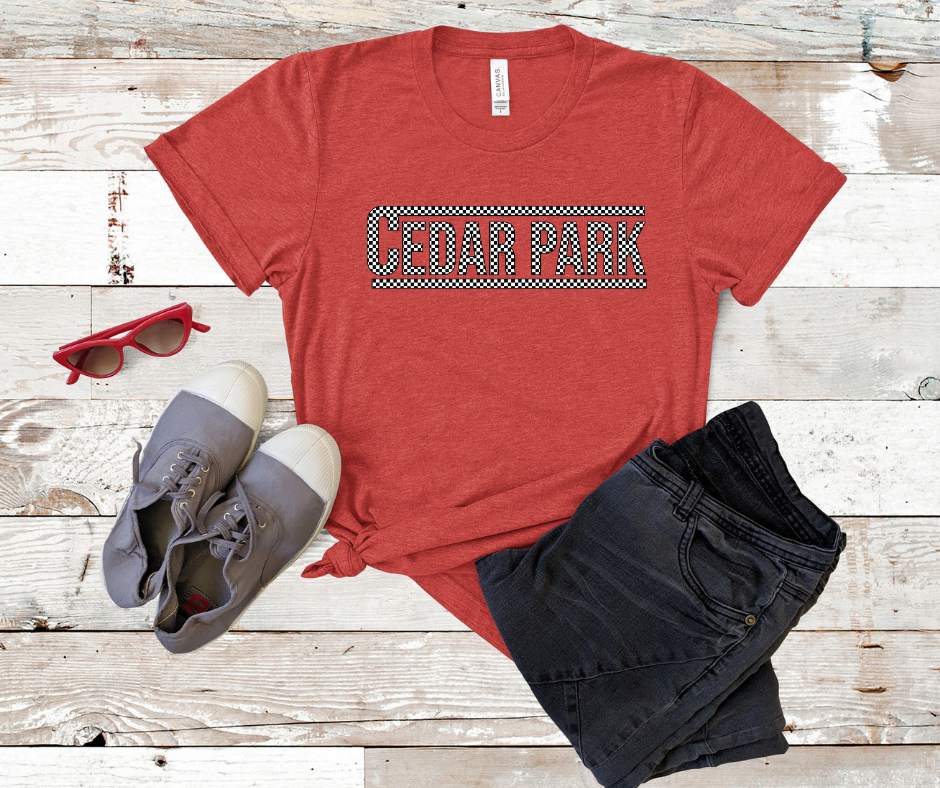 Checkered Cedar Park Tee