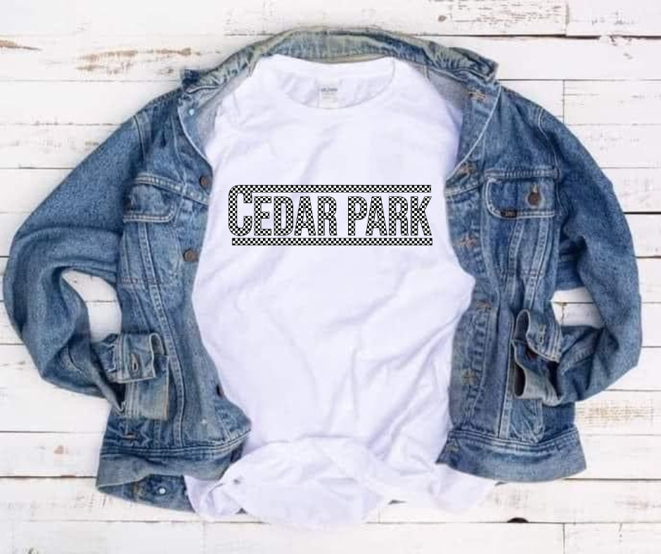 Checkered Cedar Park Tee